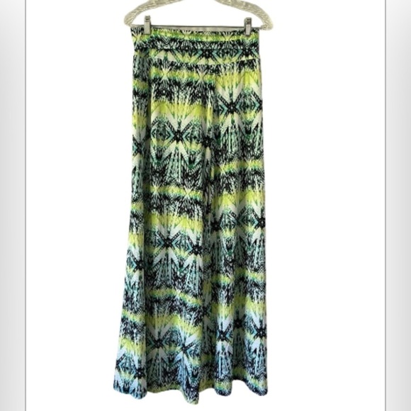 ND New Directions Print Palazzo Pants Multi Color Wide Leg Pull On Boho SZ S‎ - Picture 1 of 12
